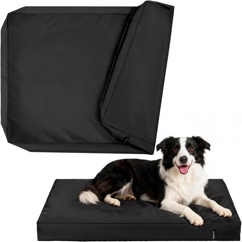 PAWFINITY Waterproof Dog Bed Cover Replacement Washable, Easy to Clean, Pet Hair Resistant, Heavy Duty Oxford, Zipper Closure, Indoor/Outdoor Use, Fits 42 Inch Dog Crate - Large - 41"x 27"x 4", Black - Image 1