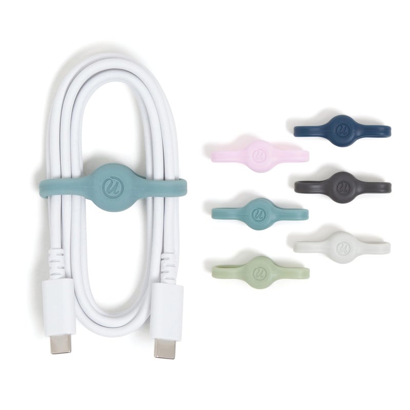 U Brands Magnetic Silicone Cord Organizer Cable Clips, Set of 6 Cable Ties, Cable Management, Office Desk Accessories, Office Supplies, Assorted Colors - Image 1