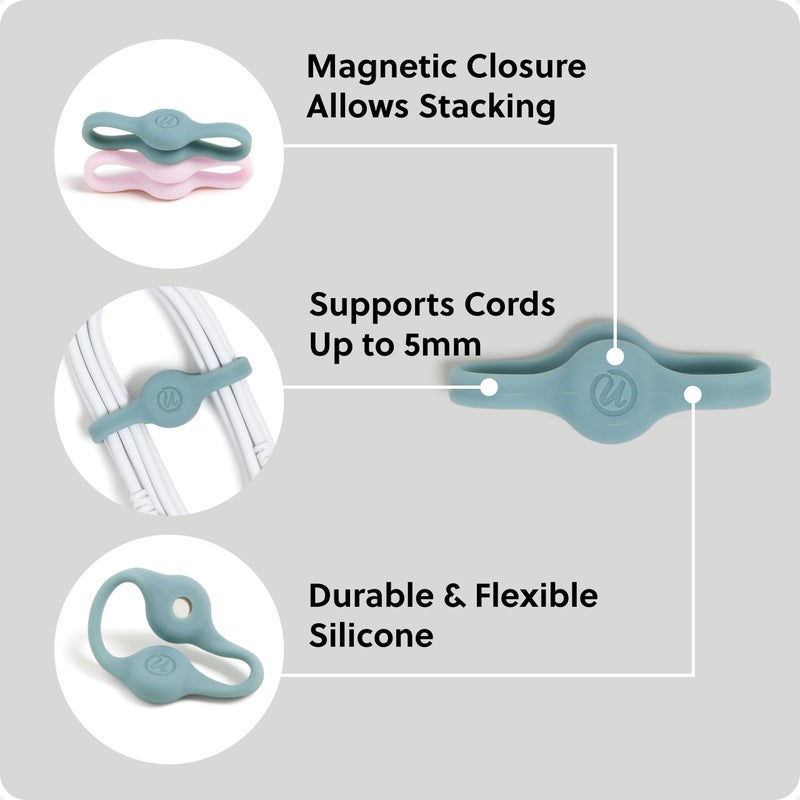 U Brands Magnetic Silicone Cord Organizer Cable Clips, Set of 6 Cable Ties, Cable Management, Office Desk Accessories, Office Supplies, Assorted Colors - Image 4