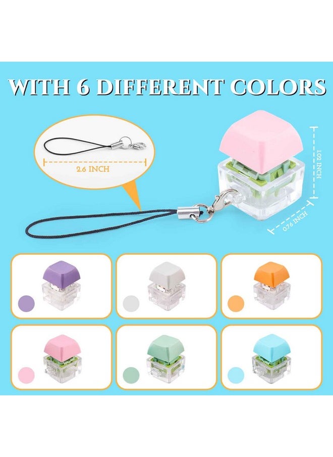 Byhoo - Keyboard Fidget Toys 6 Pcs,Quiet Fidget Clicker For Relieve Stress,Fidget Keychain In 6 Colors Clicker With Nylon Lanyard,Silent Keyboard Fidget For Library,Study Room And More Quietness Place - Image 1