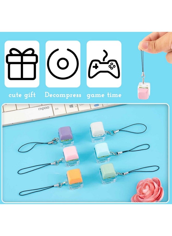 Byhoo - Keyboard Fidget Toys 6 Pcs,Quiet Fidget Clicker For Relieve Stress,Fidget Keychain In 6 Colors Clicker With Nylon Lanyard,Silent Keyboard Fidget For Library,Study Room And More Quietness Place - Image 1
