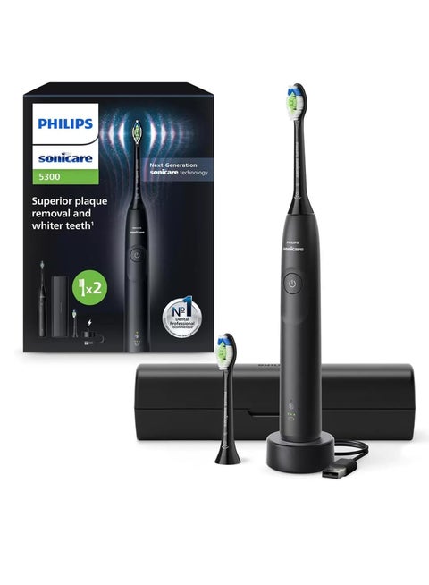 Sonicare 5300 Electric Toothbrush HX7101/03 With Case + 2 Head, Next Generation Sonicare Technology - Black
