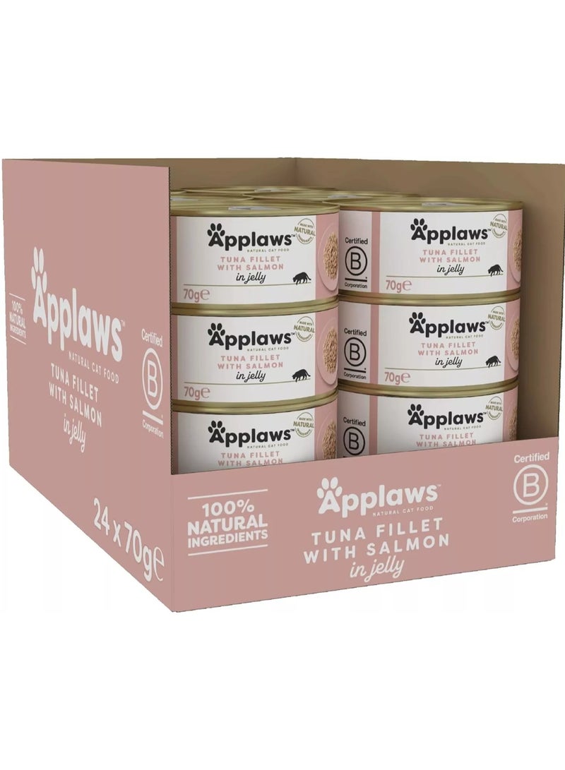 آبلاوس طعام القطط الرطب - فيليه التونة والسلمون في جيلي - 24 × 70 جم