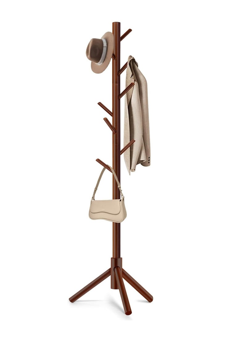 Generic Coat Rack, Freestanding Coat Rack with 8 Hooks and 3 Adjustable Size Tree Coat Racks for Bedroom, Hallway, Entrance, Office, for Hats, Coats, Scarves, Handbags(Walnut)  - Image 2