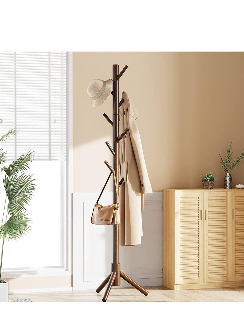 Generic Coat Rack, Freestanding Coat Rack with 8 Hooks and 3 Adjustable Size Tree Coat Racks for Bedroom, Hallway, Entrance, Office, for Hats, Coats, Scarves, Handbags(Walnut)  - Image 3
