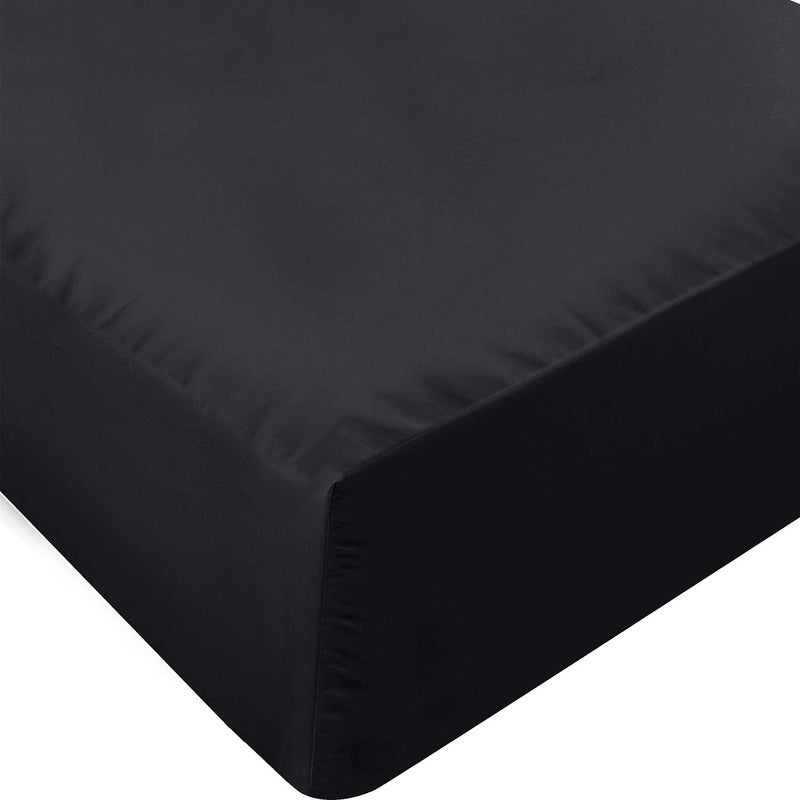 Utopia Bedding Twin Fitted Sheet Bottom Sheet Deep Pocket Soft Microfiber Shrinkage and Fade Resistant Easy Care 1 Fitted Sheet Only Black - Image 1