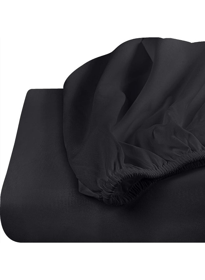 Utopia Bedding Twin Fitted Sheet Bottom Sheet Deep Pocket Soft Microfiber Shrinkage and Fade Resistant Easy Care 1 Fitted Sheet Only Black - Image 4