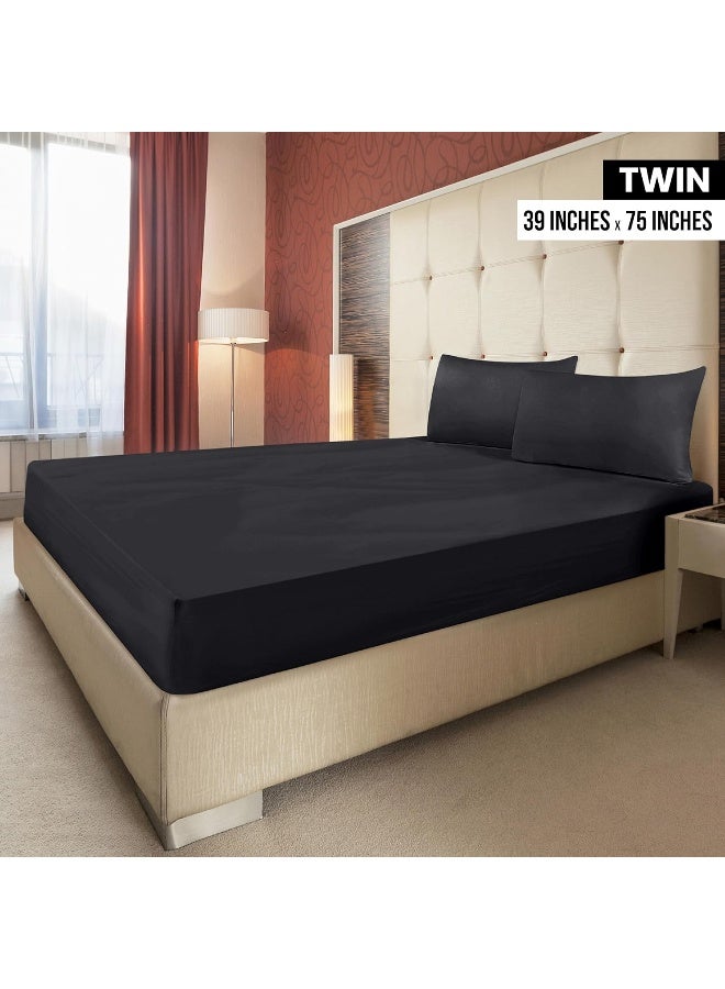 Utopia Bedding Twin Fitted Sheet Bottom Sheet Deep Pocket Soft Microfiber Shrinkage and Fade Resistant Easy Care 1 Fitted Sheet Only Black - Image 5
