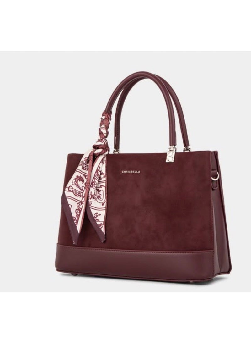 Chrisbella Bag - Wine Red Color (Hand bag and Shoulder Bag) + Pocket Bag (28.5 * 12 * 21 CM) - Image 3