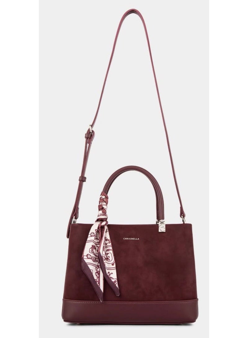 Chrisbella Bag - Wine Red Color (Hand bag and Shoulder Bag) + Pocket Bag (28.5 * 12 * 21 CM) - Image 5