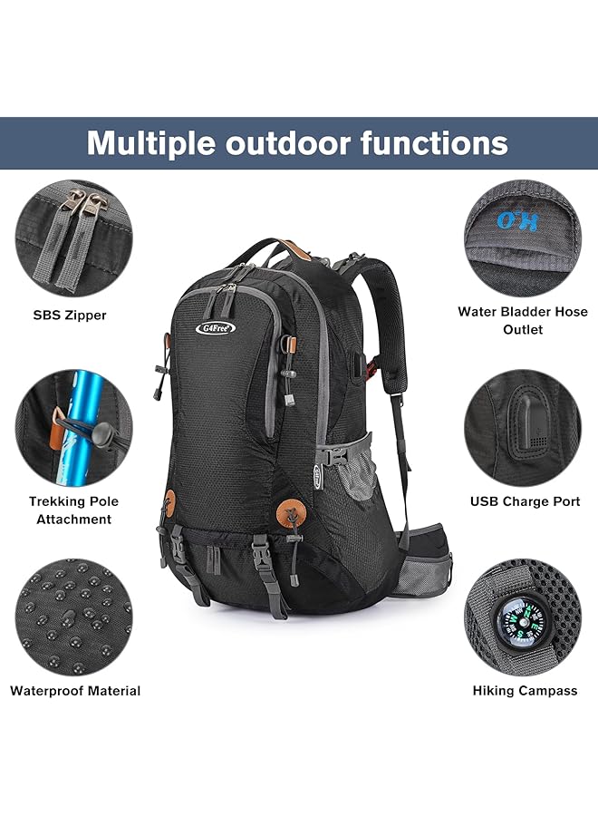 G4Free 50L Backpack Hiking Waterproof with Rain Cover Backpack Mountaineering Travel Camping Trekking Daypack Outdoor Sports for Men Women - Image 3