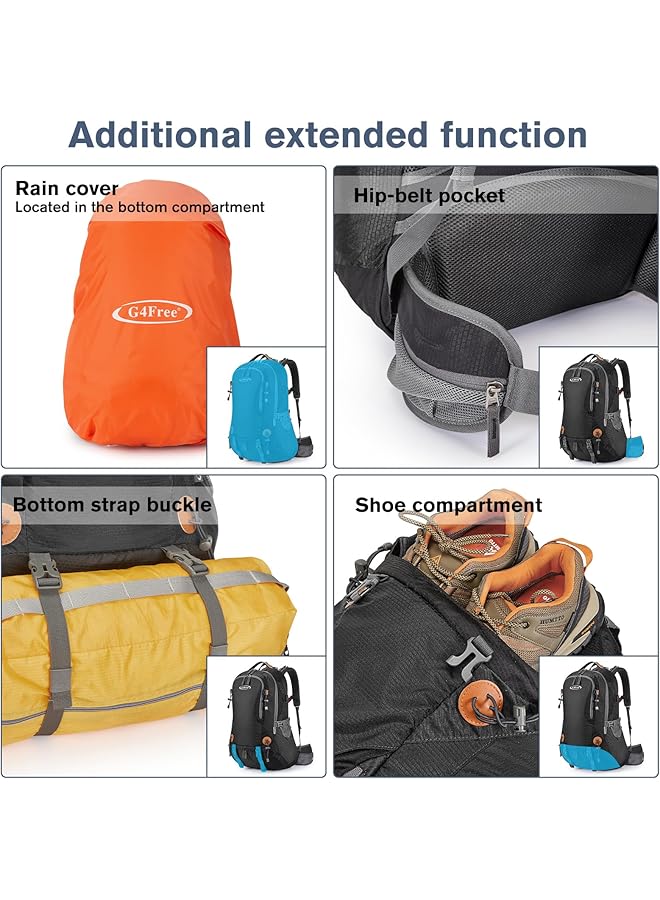 G4Free 50L Backpack Hiking Waterproof with Rain Cover Backpack Mountaineering Travel Camping Trekking Daypack Outdoor Sports for Men Women - Image 4