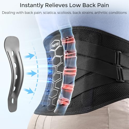 FREETOO Back Brace for Lower Back Pain Relief with Pulley System,Lumbar Support Belt for Men & Women with Lumbar Pad, Ergonomic Design and Soft Breathable 3D Knit Material,for Herniated Disc,Sciatica - Image 2