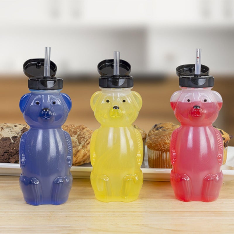 Cornucopia Brands Honey Bear Straw Cups (3-Pack); 8-Ounce Therapy Sippy Bottles w/Flexible Straws - Image 2