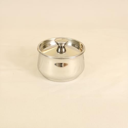 Spillbox Stainless Steel Serving Bowl with Lid|Handi with Lid | Snack Bowl|Salad Bowl|Dinnerware|Kitchenware|Serveware- Serving Pot Bowl (Small) - Image 1
