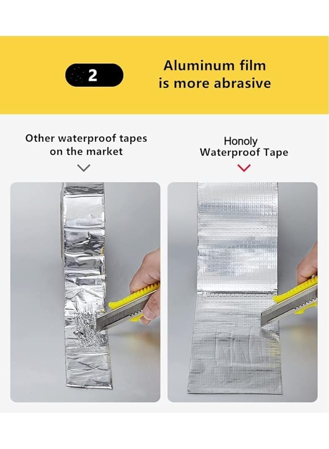 PROMASS promass Brand Leakage Repair Waterproof Tape for Pipe Leakage Roof Water Leakage Solution Aluminium Foil Tape Waterproof Adhesive Tape Sealing Butyl Rubber Tape for Leakage (5CM*5M (Pack Of 1))  - Image 3