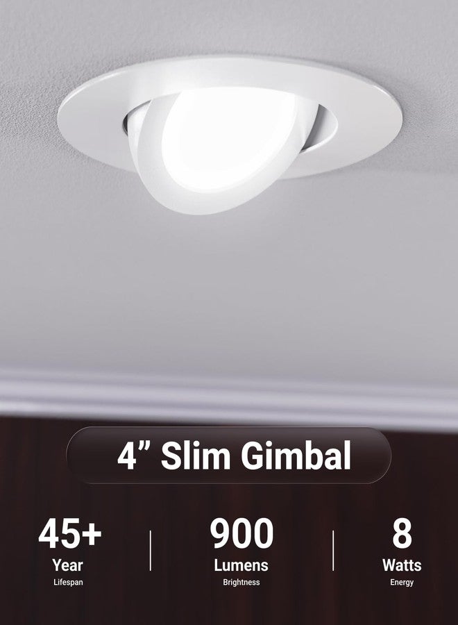 صنكو لايتنغ مصباح سنكو LED غائر رفيع مقاس 4 بوصات، مزود بمحور دوار، سطوع عالٍ 900 لومن، قابل للاختيار بين 2700 كلفن/3000 كلفن/4000 كلفن/5000 كلفن/6000 كلفن، 8 واط، إضاءة موجهة بزاوية، بدون علبة، مع صندوق توصيل - حاصل على شهادتي ETL وFCC، عبوة من 4 قطع - Image 2