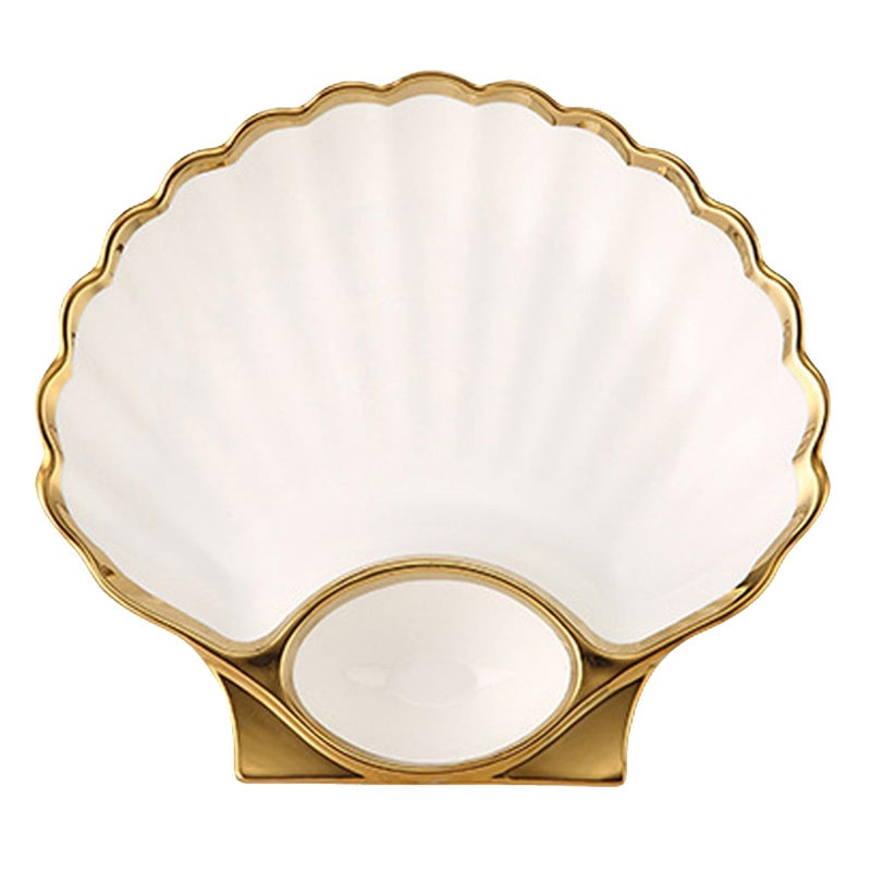 White Ceramic Shell Shaped Dumpling Plate With Vinegar Dish For Home Dining - Image 2
