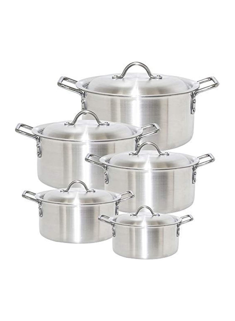 SONEX Heavy Duty Saffron Aluminium Cookware Set, 10 Piece Kitchen Pots with Lids, Professional Grade with Heat Retention - Image 1