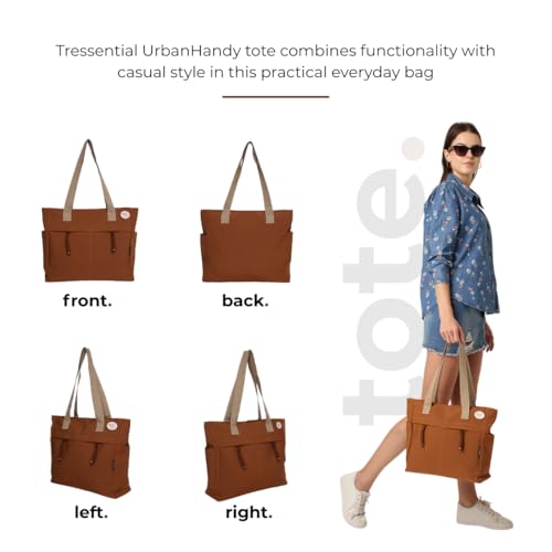 Tressential Canvas Tote Bag, HandBag for Women, Multi-Pocket Design, Casual Style for Office & College (Espresso) - Image 4