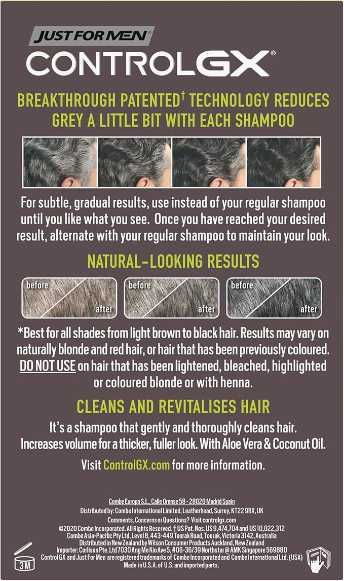 Just For Men Control GX Grey Reducing Shampoo For Grey Hair With Coconut Oil Aloe Vera New Improved Formula All Shades 118ml packaging may vary - Image 4