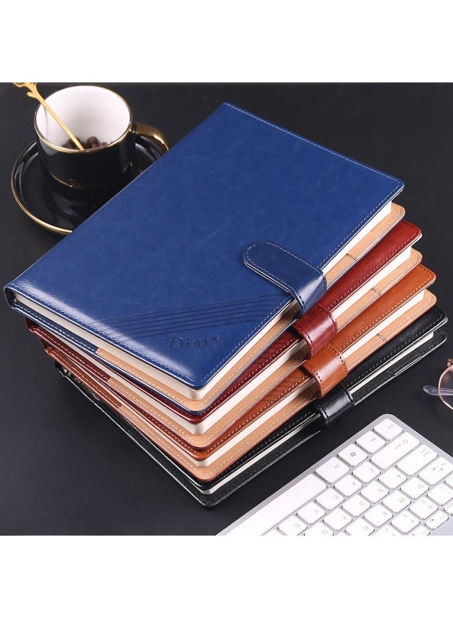 Shen Shi Shen B5/18K Business Leather Magnetic Clasp Flat Notebook, Memo Pad, Office Meeting Book, 120 Sheets, 1 Book, Dark Blue, J0518 - Image 1