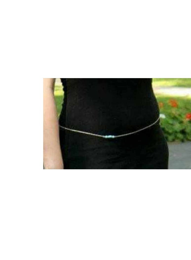 RA accessories Women's Body Chain Silvery With Turquoise -Belly Chain  - Image 1