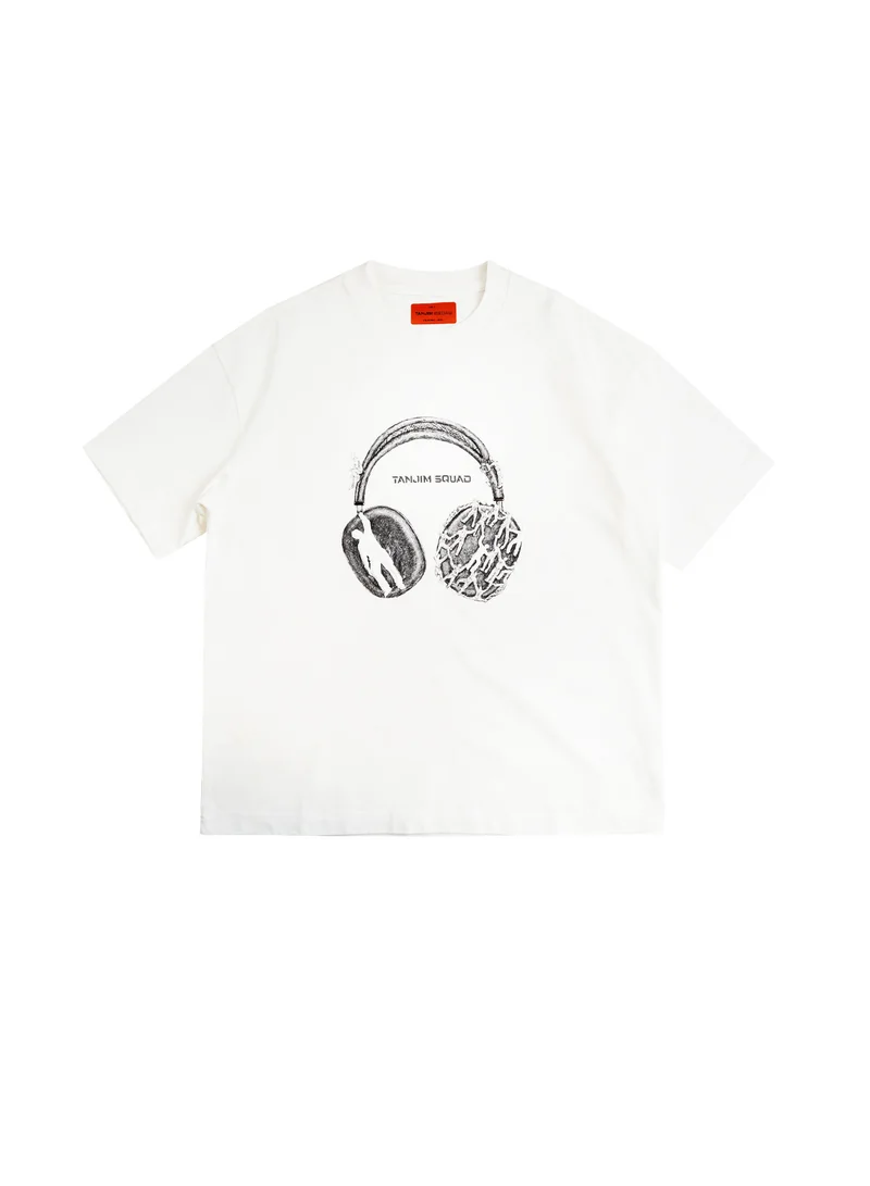 Tanjim Squad TS HEADPHONE T-SHIRT-WHITE