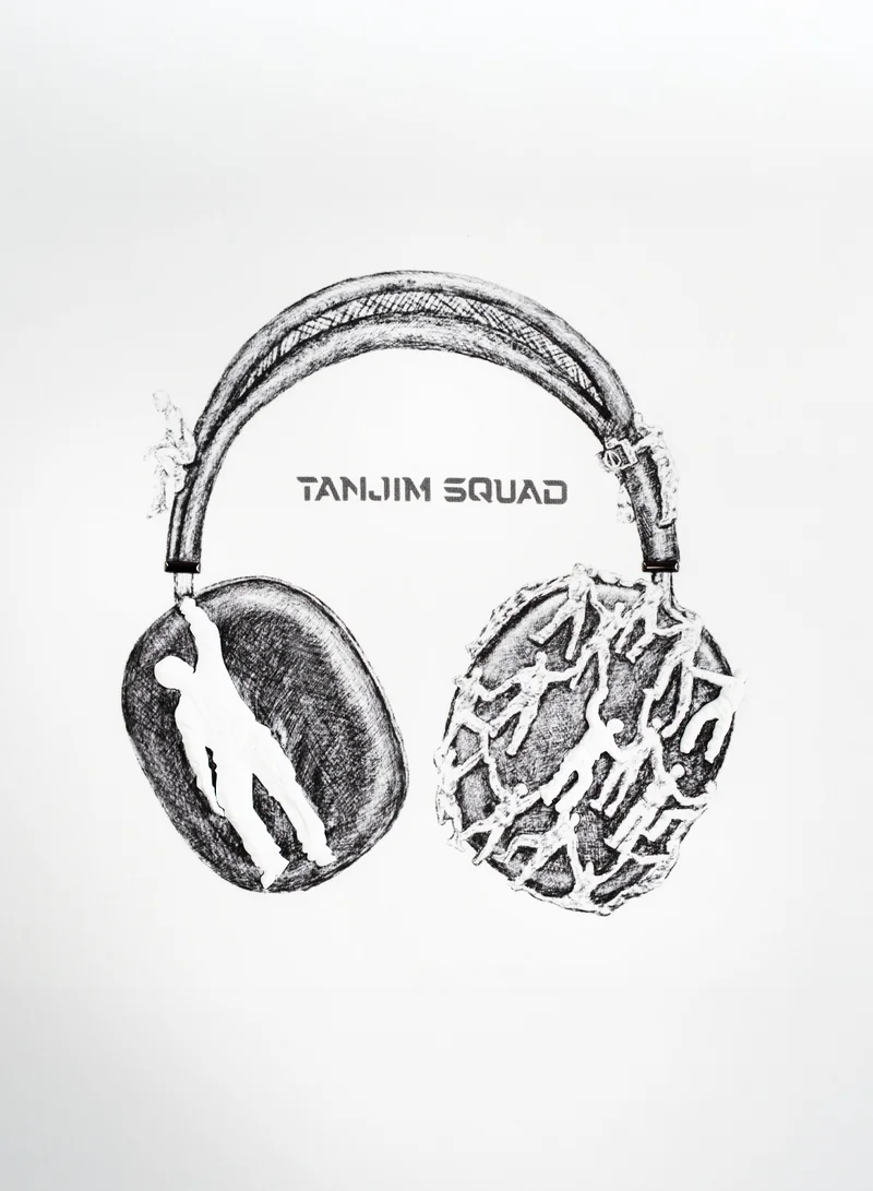 Tanjim Squad TS HEADPHONE T-SHIRT-WHITE