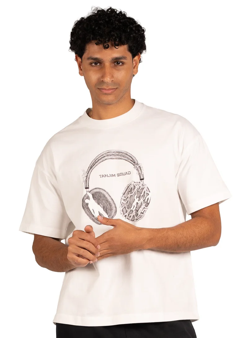 Tanjim Squad TS HEADPHONE T-SHIRT-WHITE