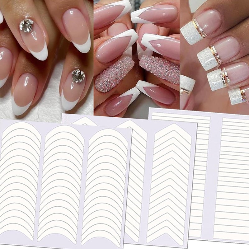 KASTWAVE 1752 Pieces French Manicure Nail Art Stickers, 3 Designs Self-Adhesive Nail Tips and Guides, DIY Decoration Stencil Tool Kit for Home Salon Use, Includes 36 Sheets - Image 1