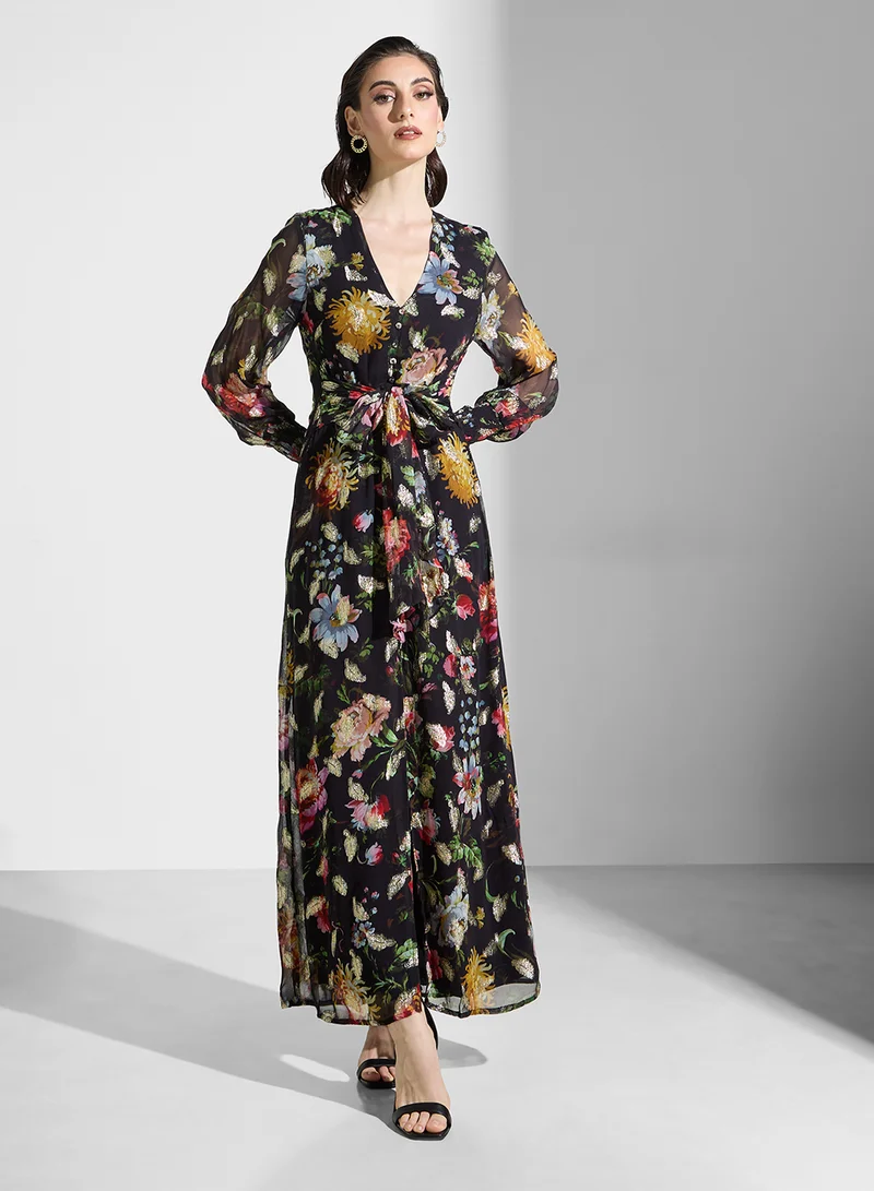 Hope & Ivy Floral Chiffon Maxi Dress