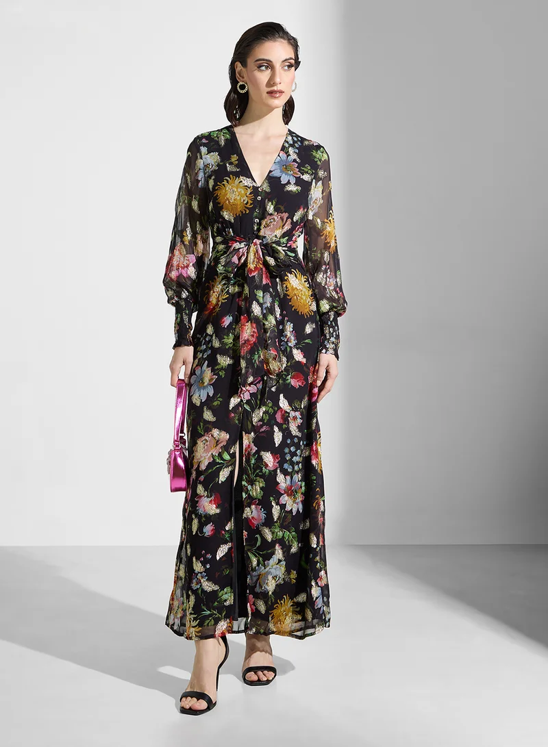 Hope & Ivy Floral Chiffon Maxi Dress