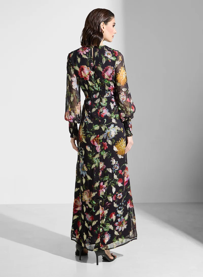 Hope & Ivy Floral Chiffon Maxi Dress