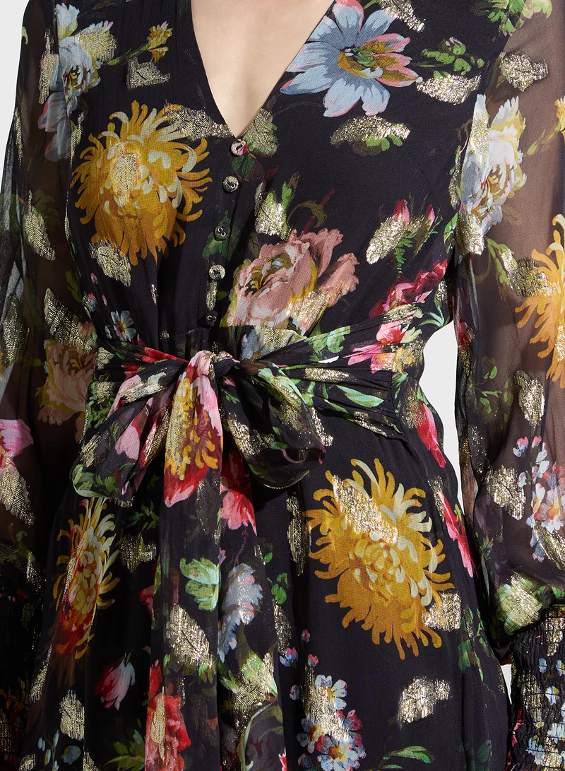 Hope & Ivy Floral Chiffon Maxi Dress