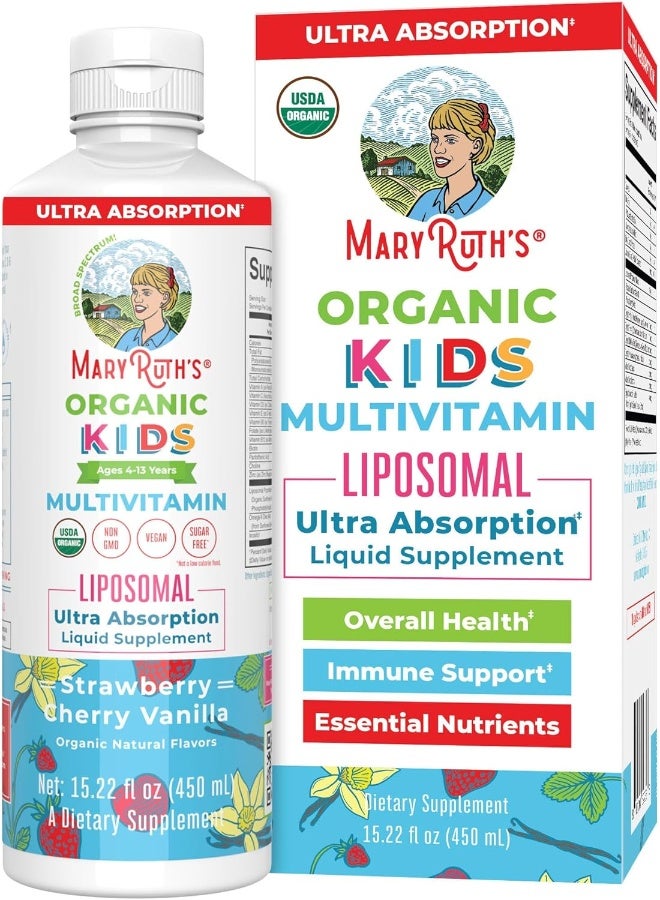 Kids Multivitamin | Sugar Free Liquid Vitamin for Kids | Enhanced Absorption Vegan Liposomal for Immune Support, Cognitive Health & Overall Wellness | Formulated for Kids Ages 4-13 | 15.22 oz