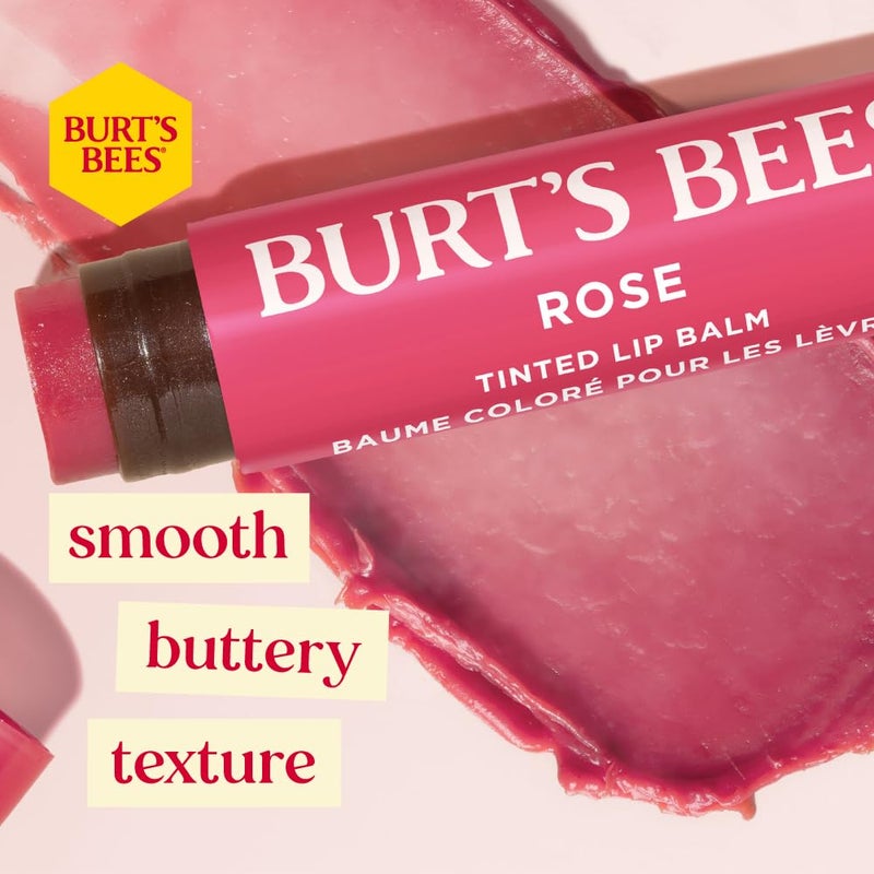 Burt's Bees Lip Tint Balm Valentines Day Gifts with Long Lasting 2 in 1 Duo Tinted Balm Formula, Color Infused with Hydrating Shea Butter for a Natural Looking Buildable Finish, Petal Rose 1 Pc Packaging May Vary - Image 2