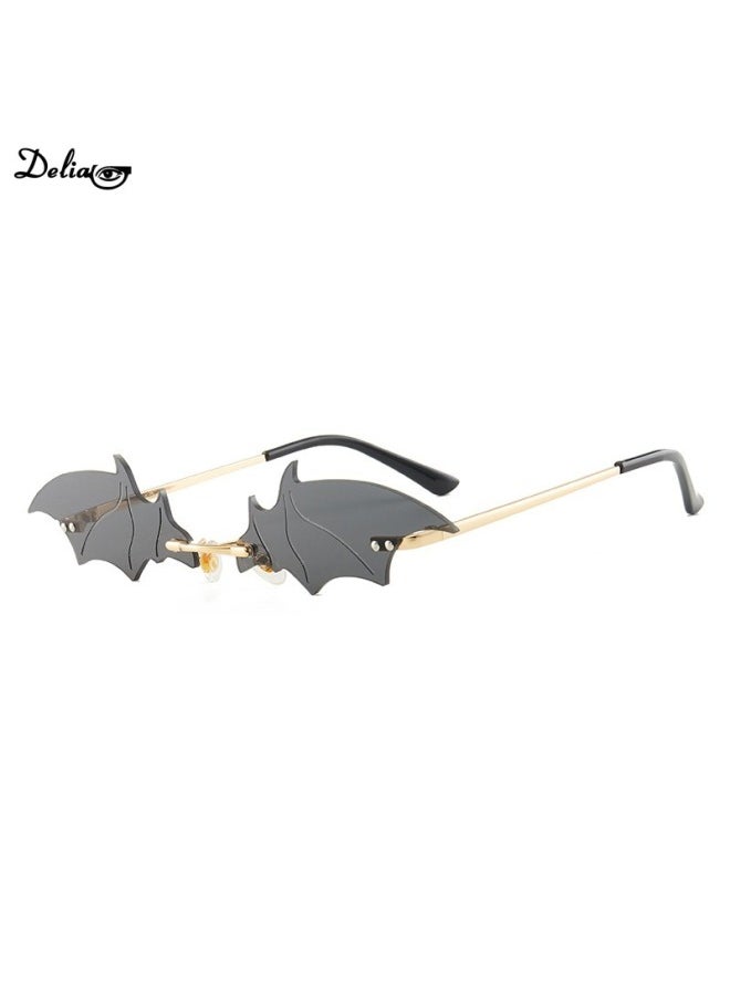 ماركة غير محددة - نظارات شمسية صغيرة على شكل عين القطة للنساء، نظارات شمسية فاخرة جديدة بدون إطار، نظارات شمسية على شكل خفافيش، نظارات فريدة للرجال، عدسات UV400، اللون: أحمر - Image 1