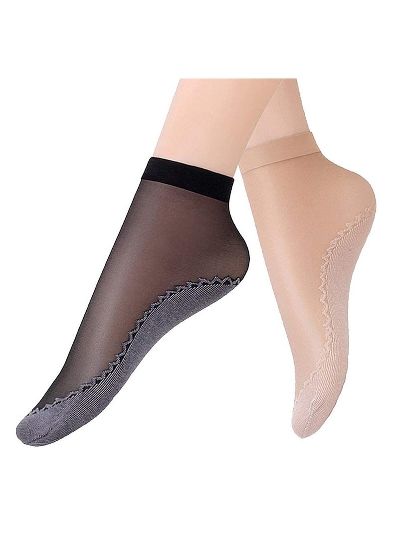Barakah جوارب نيلون حريرية للكاحل 10 أزواج، جوارب نيلون للكاحل، جوارب حريرية كريستالية ناعمة عالية، للنساء والفتيات - Image 1
