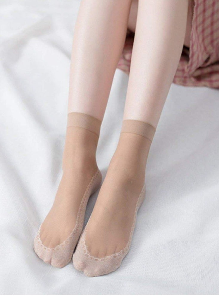 Barakah جوارب نيلون حريرية للكاحل 10 أزواج، جوارب نيلون للكاحل، جوارب حريرية كريستالية ناعمة عالية، للنساء والفتيات - Image 5