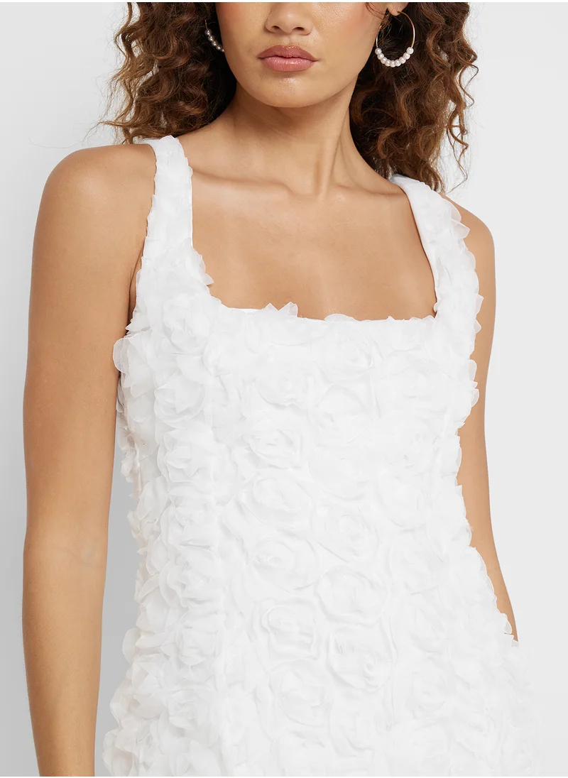 Ginger 3D Rose Applique Detail Mini Dress