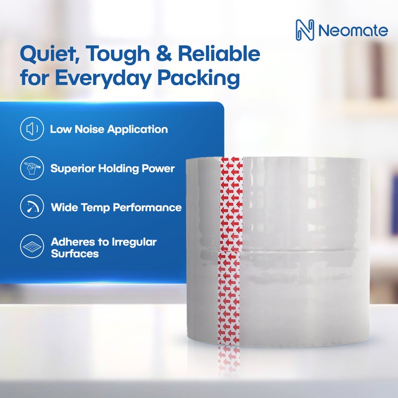 Neomate Low Noise Clear BOPP Packaging Tape | 48mm x 50m, Pack of 2 | Heavy-Duty Transparent Tape for Packaging, Decorating, DIY Projects - Image 3