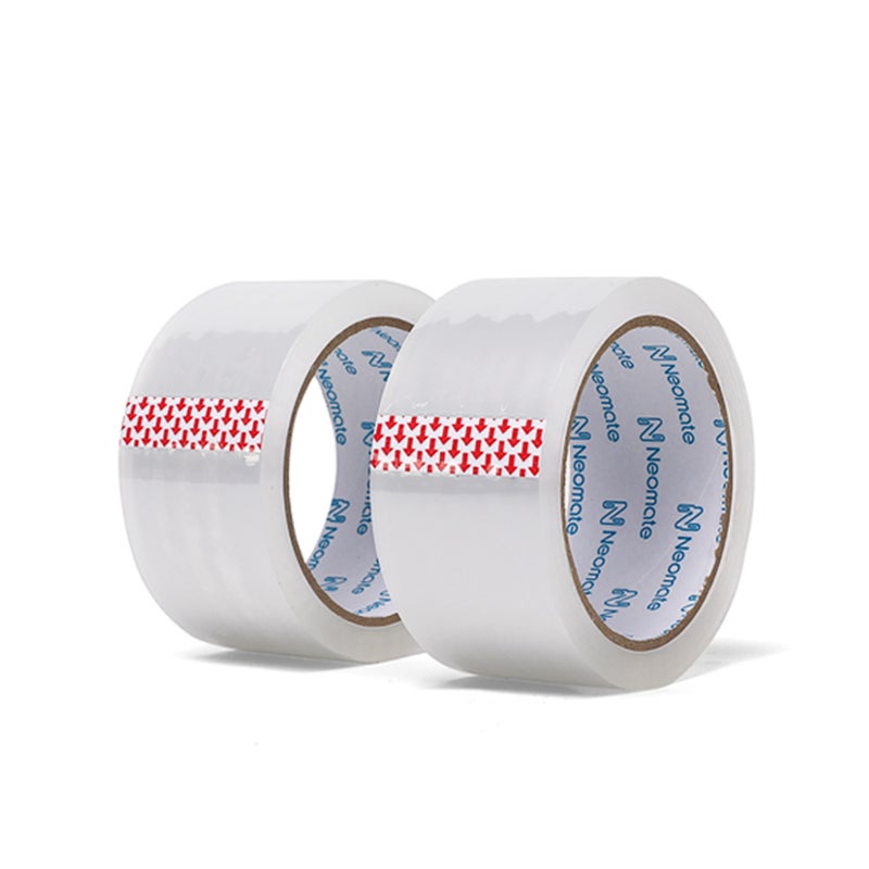 Neomate Low Noise Clear BOPP Packaging Tape | 48mm x 50m, Pack of 2 | Heavy-Duty Transparent Tape for Packaging, Decorating, DIY Projects - Image 1