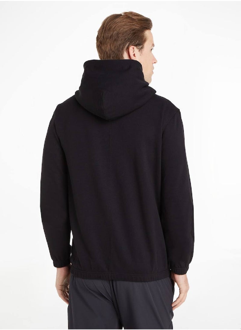 CALVIN KLEIN Calvin Klein Men's Hoody - Long Sleeves - Sportswear - Cotton Sweatshirt, Black  - Image 4