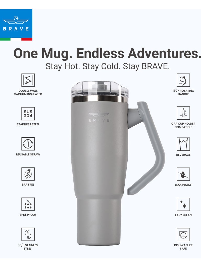 بريف تمب جارد تمبلر ١٢٠٠ml - ١٨/٨ ستانلس ستيل ترافل ماج، ثيرمال كوفي كوب، ٢-إن-١ ليكبروف ليد وذ سترو & روتيتينج هاندل، إنسوليتد هوت & كولد بيفيريج ماج، كار كب هولدر كومباتيبل، ديورابل & ريوسابل كوفي ترافل ماج (دارك جراي) - Image 3