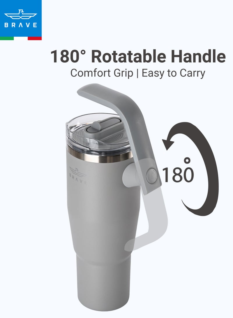 بريف تمب جارد تمبلر ١٢٠٠ml - ١٨/٨ ستانلس ستيل ترافل ماج، ثيرمال كوفي كوب، ٢-إن-١ ليكبروف ليد وذ سترو & روتيتينج هاندل، إنسوليتد هوت & كولد بيفيريج ماج، كار كب هولدر كومباتيبل، ديورابل & ريوسابل كوفي ترافل ماج (دارك جراي) - Image 5