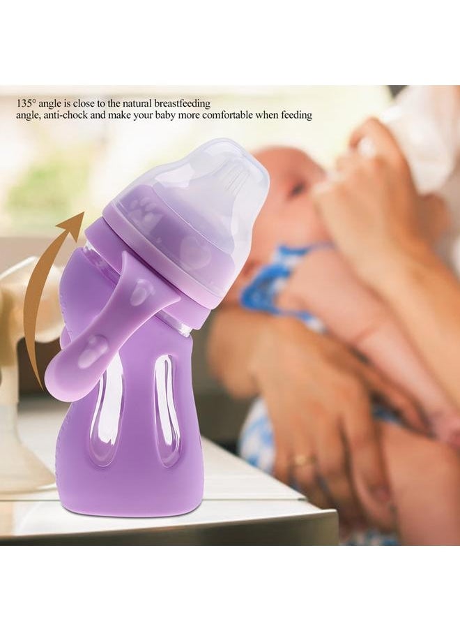 NIBEMINENT 180mL Baby Infant Feeding Bottle Fall Resistant Anti-Colic Newborns Milk Bottle Pink Purple  - Image 2