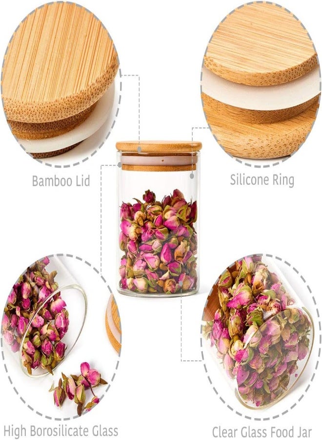 AKDC Ezoware 6 Piece Glass Jars Air Tight Canister Kitchen Food Storage Container Set With Natural Bamboo Lids For Candy, Cookie, Rice, Sugar, Flour, Pasta, Nuts - 15.2 Oz / 24 Oz - Image 3