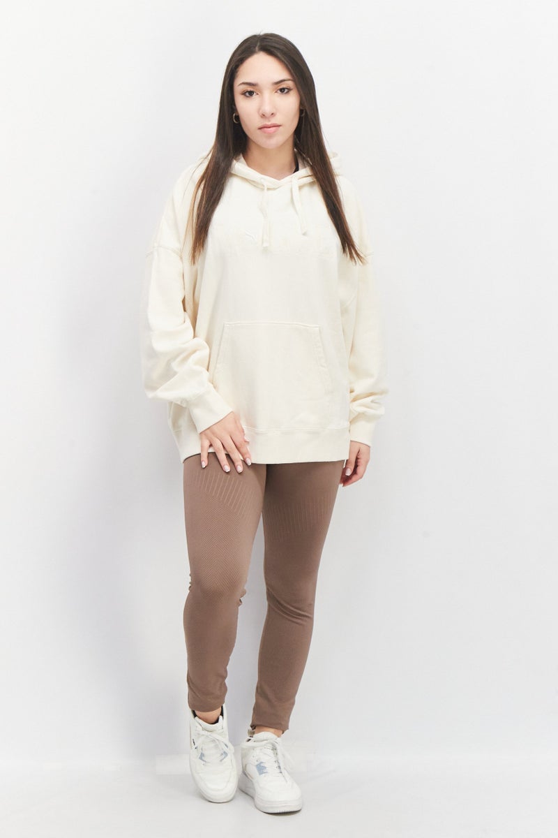 PUMA Puma x Vogue Women Sportswear Fit Long Sleeve Embroidered Logo Hoodie, Ivory - Image 3