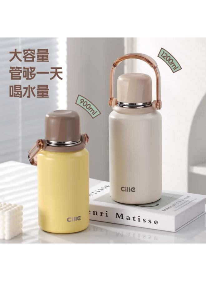 Cille Insulated Mug, 316 Stainless Steel, Large Capacity, Student Water Bottle, For Men And Women, Outdoor Portable, Tea Infuser Cup, Dual-use Water Cup
